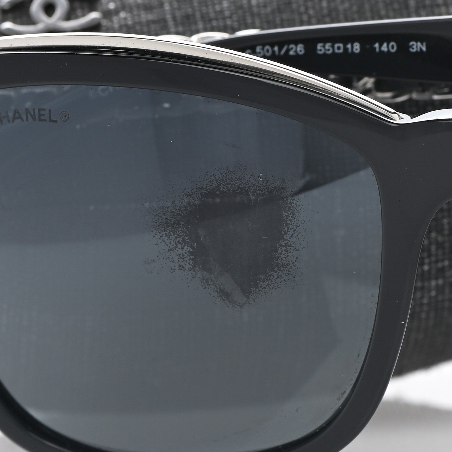 Chanel Calfskin Square Chain Sunglasses 5360-Q-A Black 8 of 9