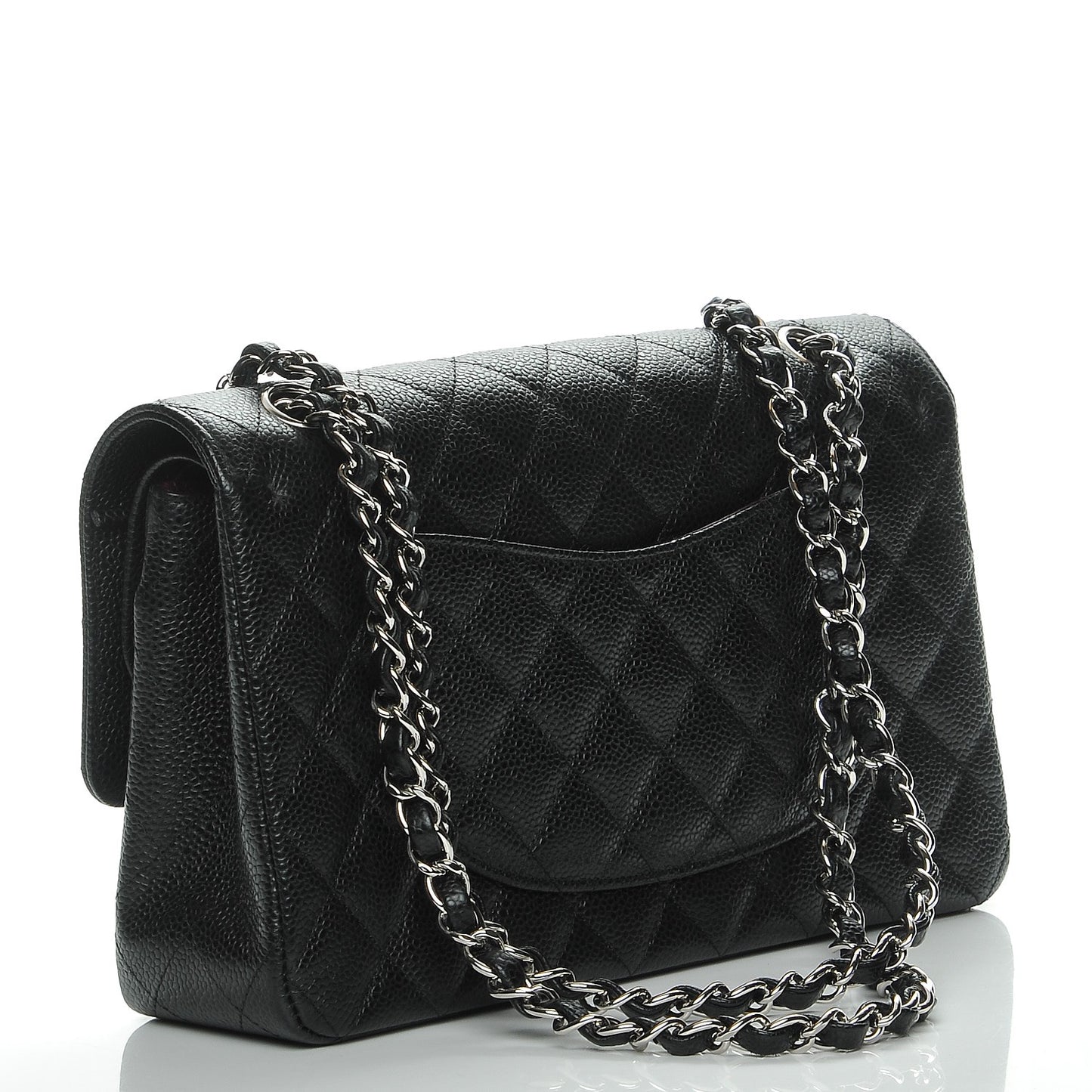 Caviar Quilted Medium Double Flap Black
