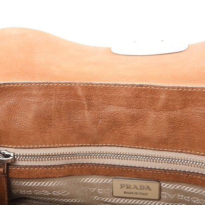 Prada Tessuto Nylon Calfskin Pushlock Satchel Brown 8 of 30