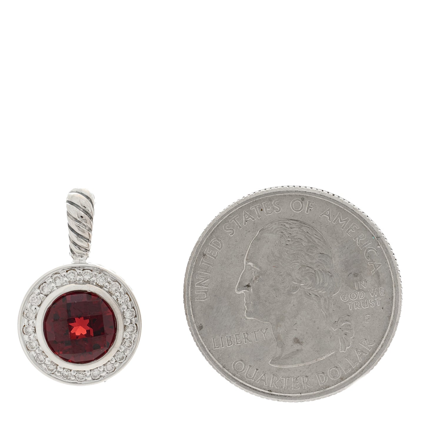 Sterling Silver Diamond Garnet 8mm Petite Cerise Pendant
