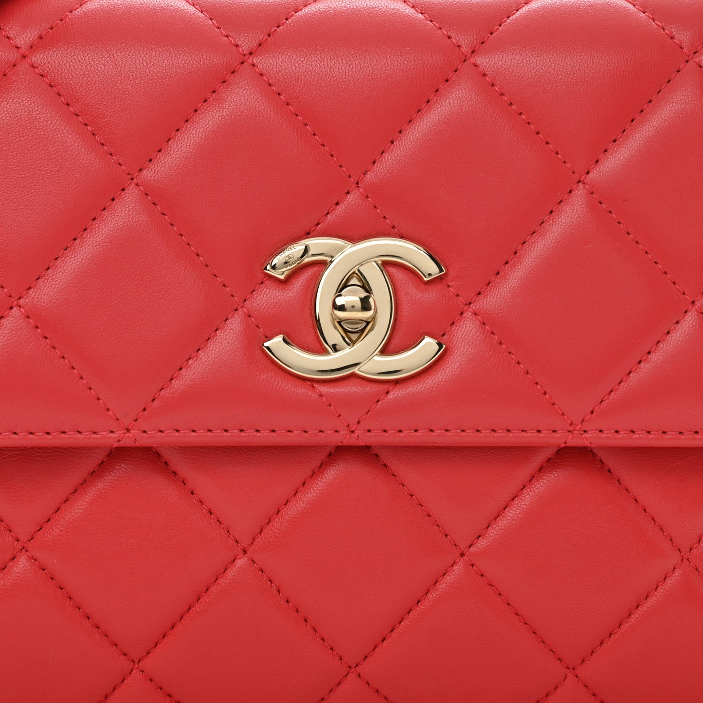Lambskin Quilted Medium Trendy CC Flap Red
