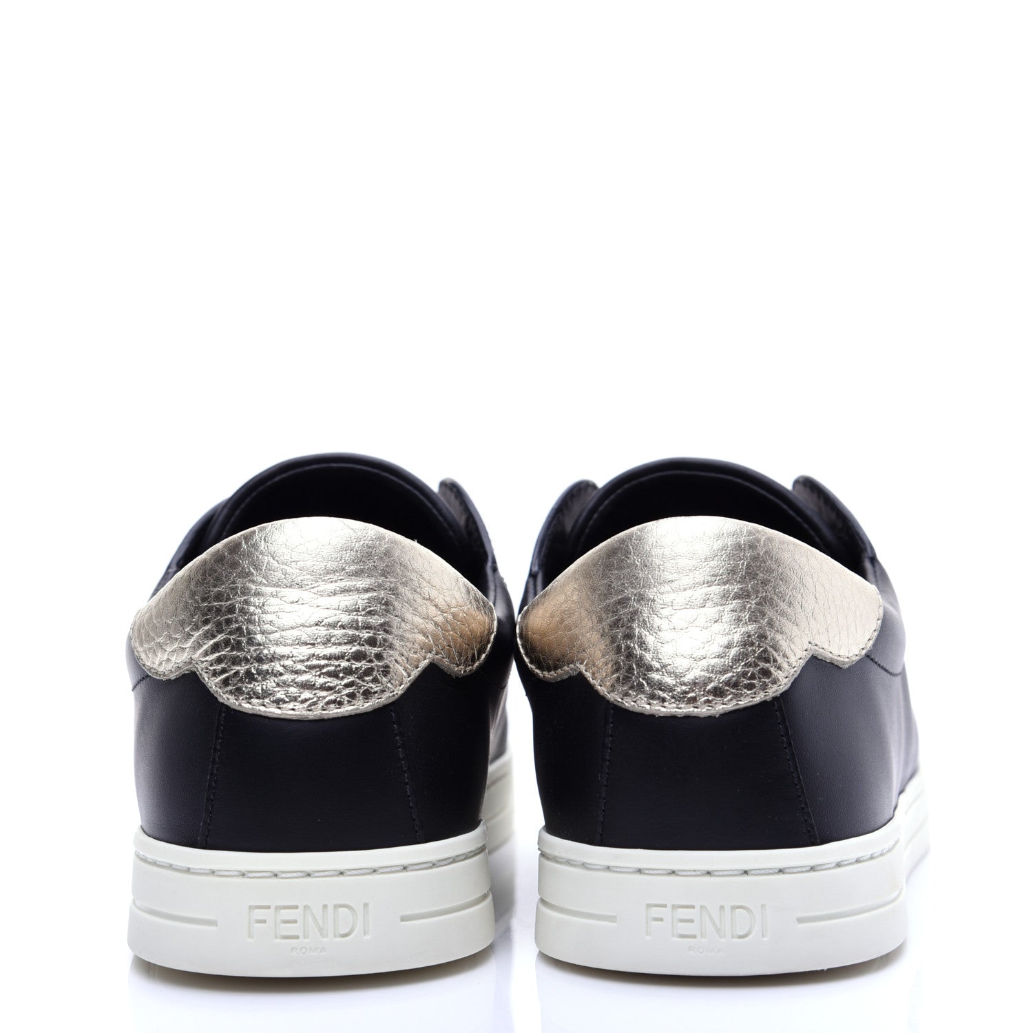 Fendi Vitello Lurex Rockoclick Slip On Sneakers 38.5 Black Gold 6 of 14