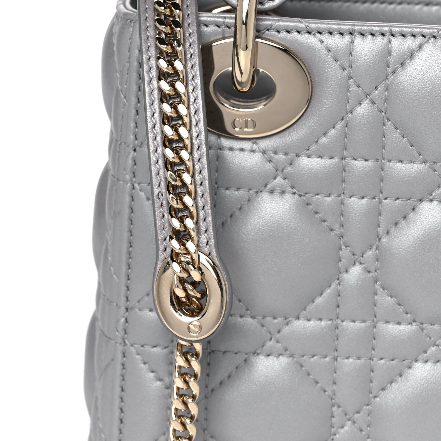 Christian Dior Metallic Lambskin Cannage Mini Lady Dior Grey 9 of 12
