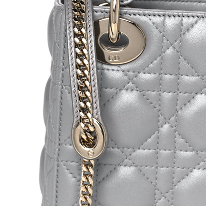 Christian Dior Metallic Lambskin Cannage Mini Lady Dior Grey 9 of 12