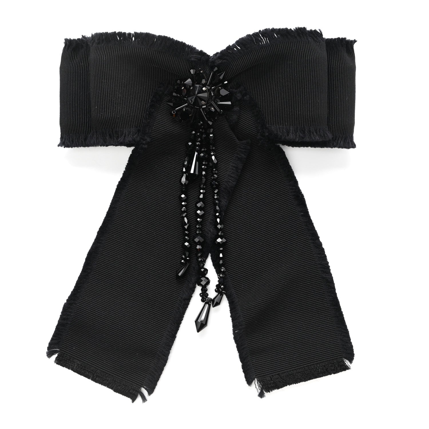 Gucci Grosgrain Crystal Bow Brooch Black 1 of 5