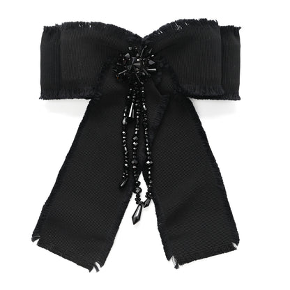 Gucci Grosgrain Crystal Bow Brooch Black 1 of 5