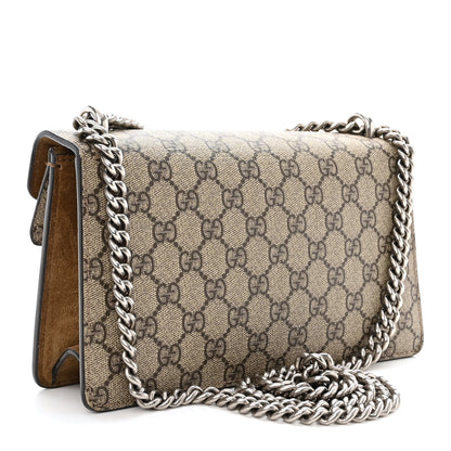 Gucci GG Supreme Monogram Suede Crystal Small Dionysus Shoulder Bag Beige Ebony Taupe 3 of 12