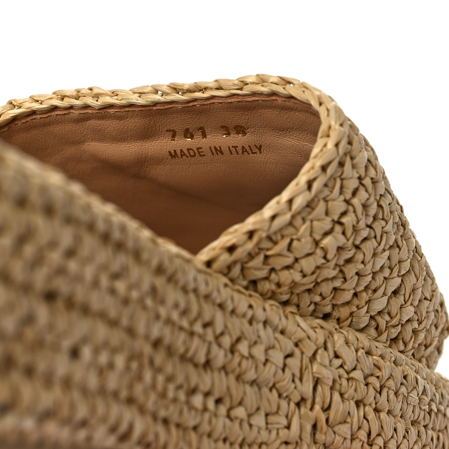 Prada Raffia Metal Triangle Logo Woven Flatform 35mm Slide Sandals 38 Naturale 8 of 8