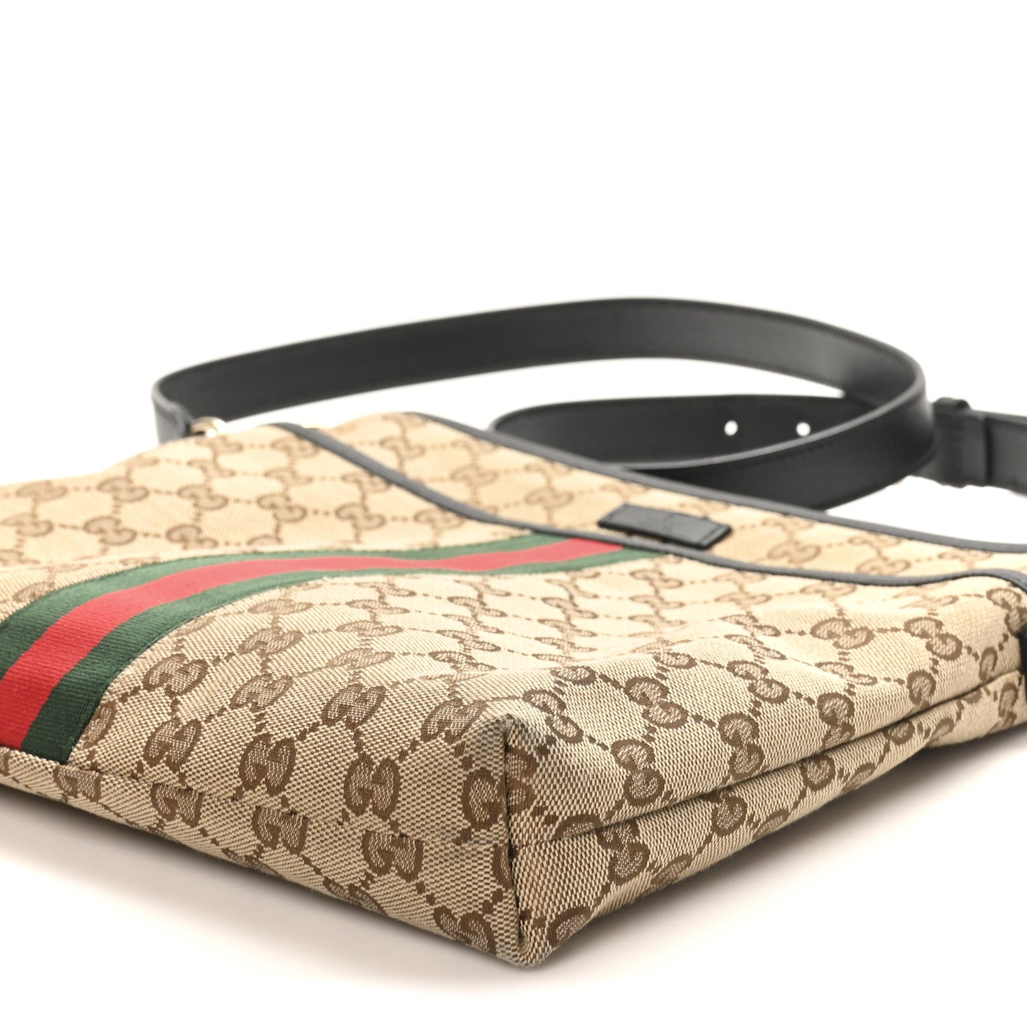 Gucci GG Monogram Web Flat Messenger Bag Black 10 of 10
