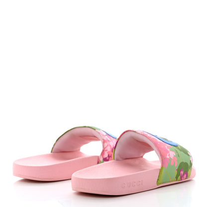 Gucci X KEN SCOTT Rubber Infinity Zia Interlocking G Womens Pool Slide Sandals 38 Green Lilac Bright Splash 4 of 9