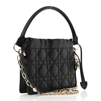Christian Dior Lambskin Cannage Mini Top Handle Drawstring Bag Black 3 of 12