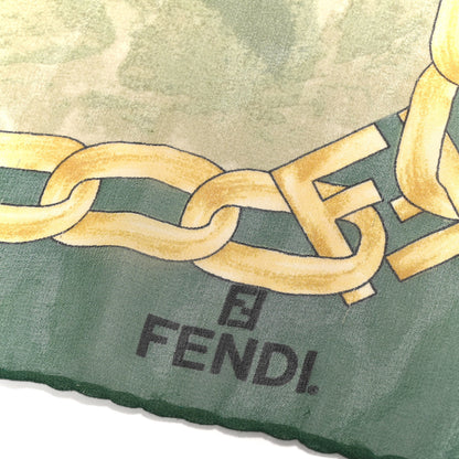 Fendi Silk Stole Green Gold 3 of 7