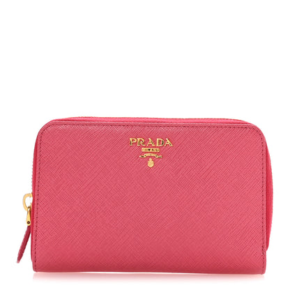 Prada Saffiano Metal Zip Around Wallet Peonia 1 of 8