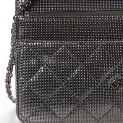 Chanel Metallic Calfskin Quilted Pixel Effect Wallet on Chain WOC Silver 8 of 13