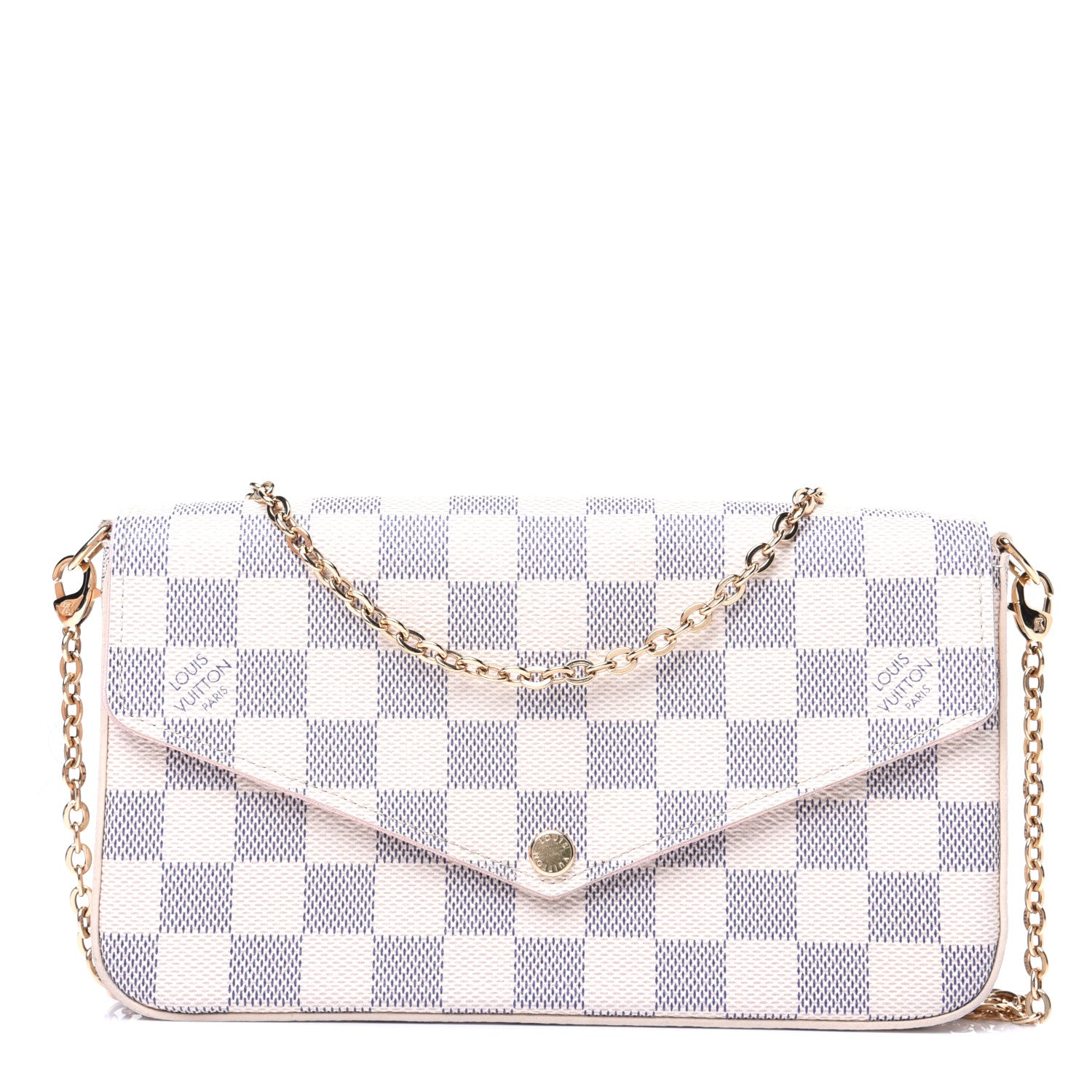 Louis Vuitton Damier Azur Pochette Felicie Chain Wallet Rose Ballerine 1 of 11