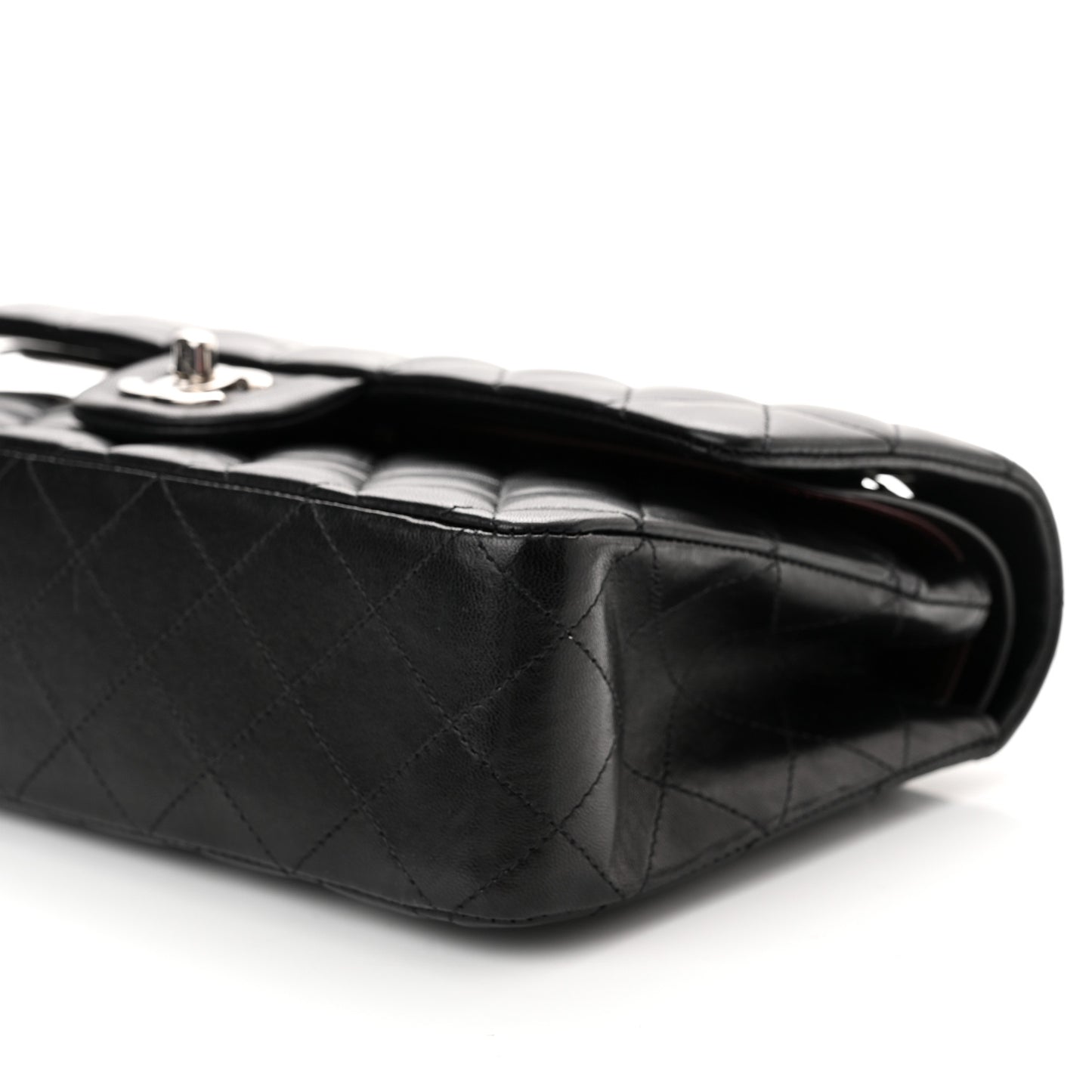Lambskin Quilted Medium Double Flap Black
