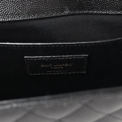 Saint Laurent Grain De Poudre Textured Mixed Matelasse Triquilt Medium Monogram Satchel Black 6 of 10