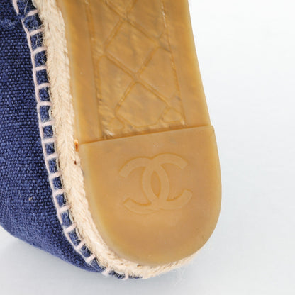 Chanel Toile CC Espadrilles 38 Blue Black 8 of 9