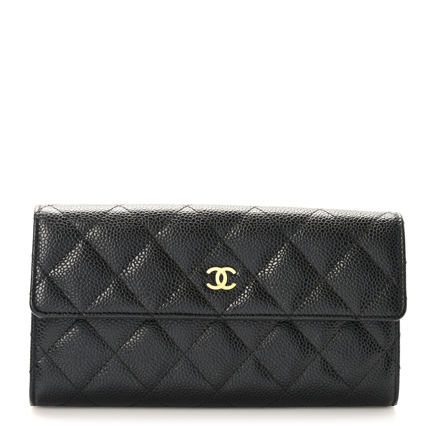 Chanel Caviar Quilted Large Gusset Flap Wallet Black 1 of 9