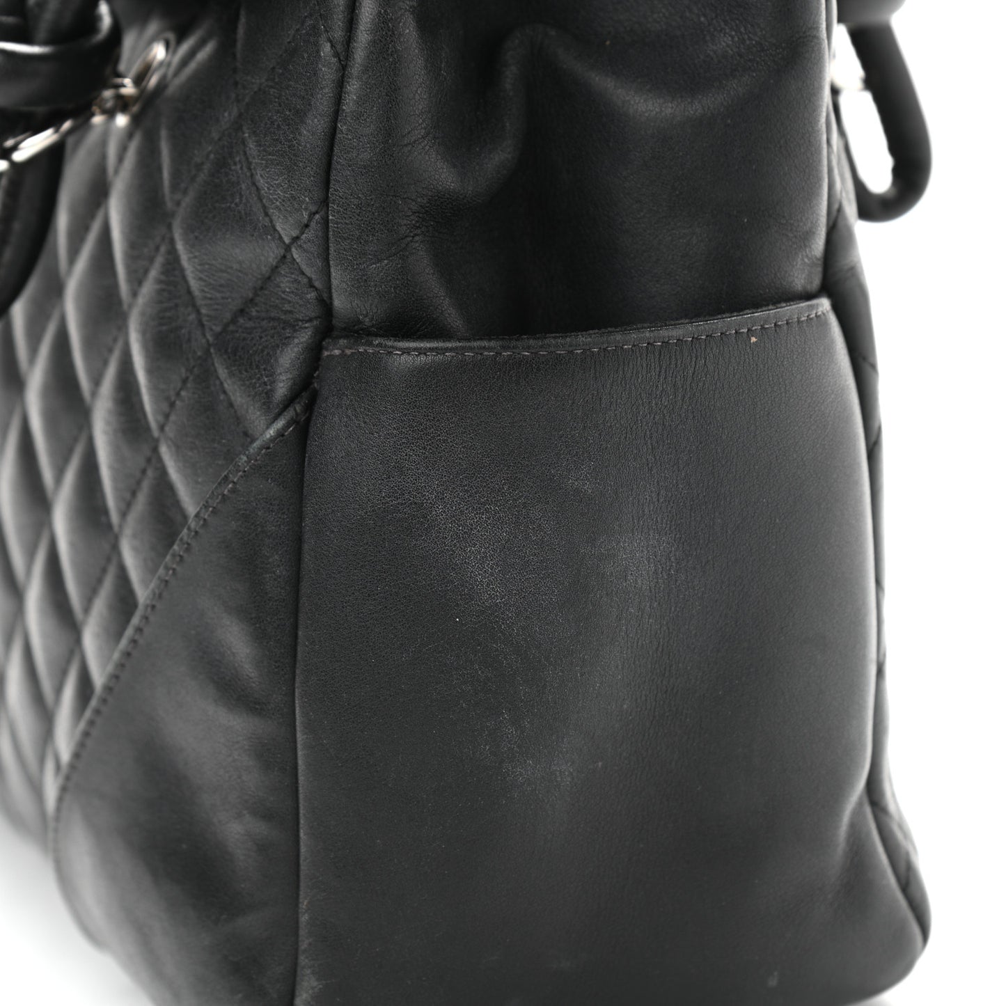 Calfskin Quilted Large Cambon Flap Black White