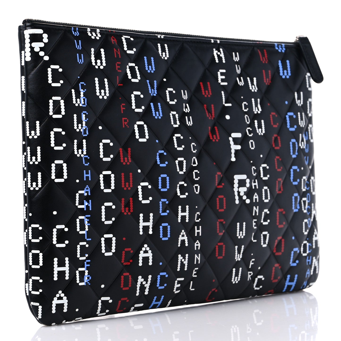 Lambskin Quilted Medium Data Center Cosmetic Case Black