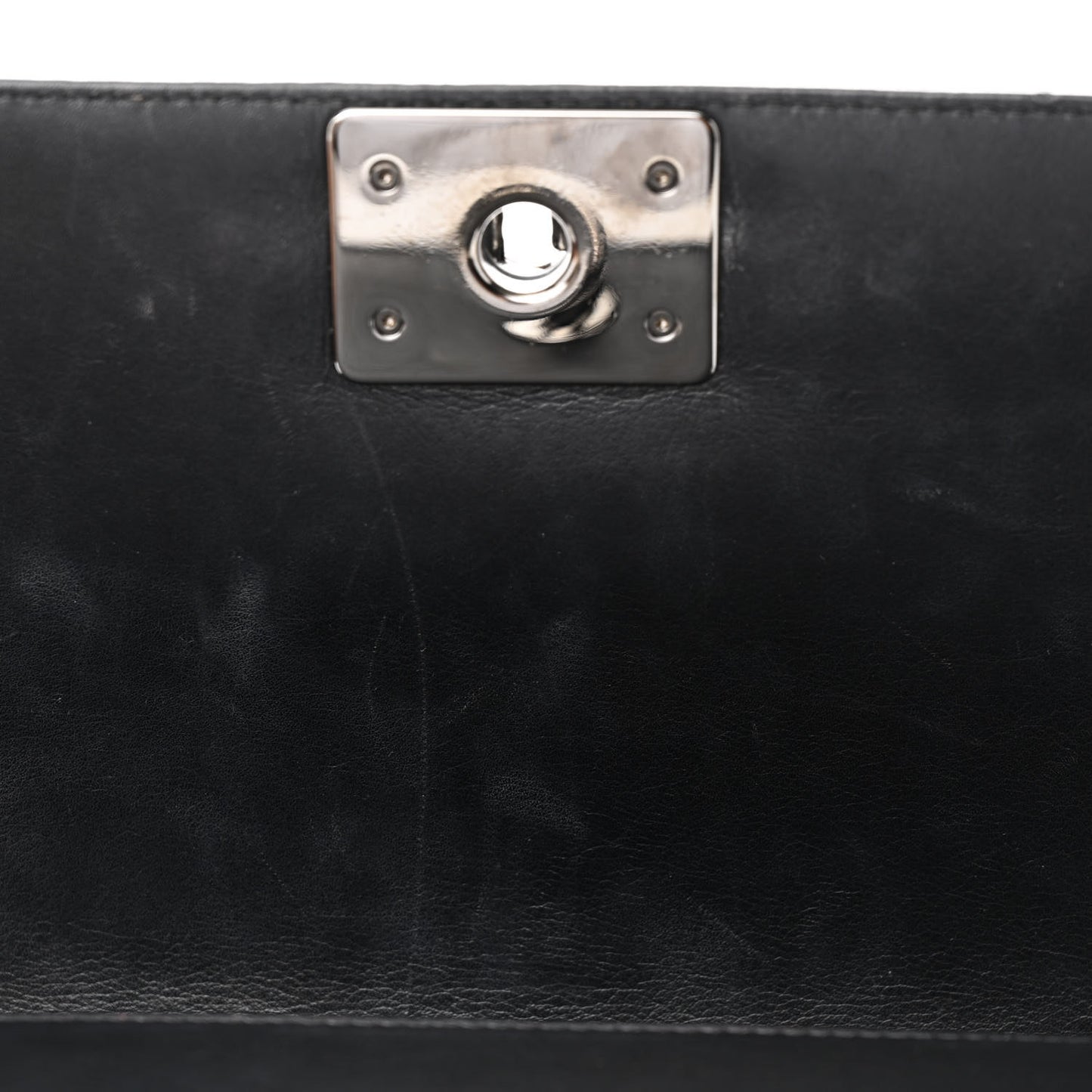 Calfskin Chevron Quilted Medium Chain Boy Flap Black