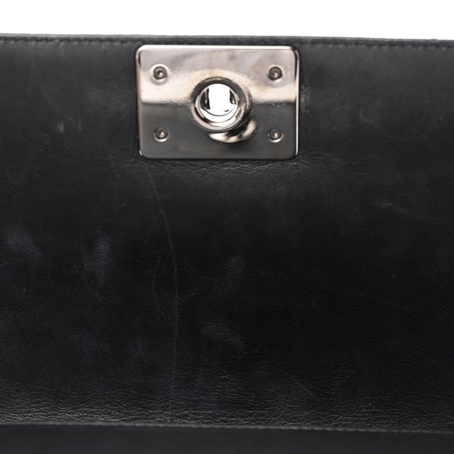 Chanel Calfskin Chevron Quilted Medium Chain Boy Flap Black 12 of 13