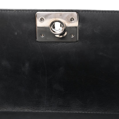 Chanel Calfskin Chevron Quilted Medium Chain Boy Flap Black 12 of 13