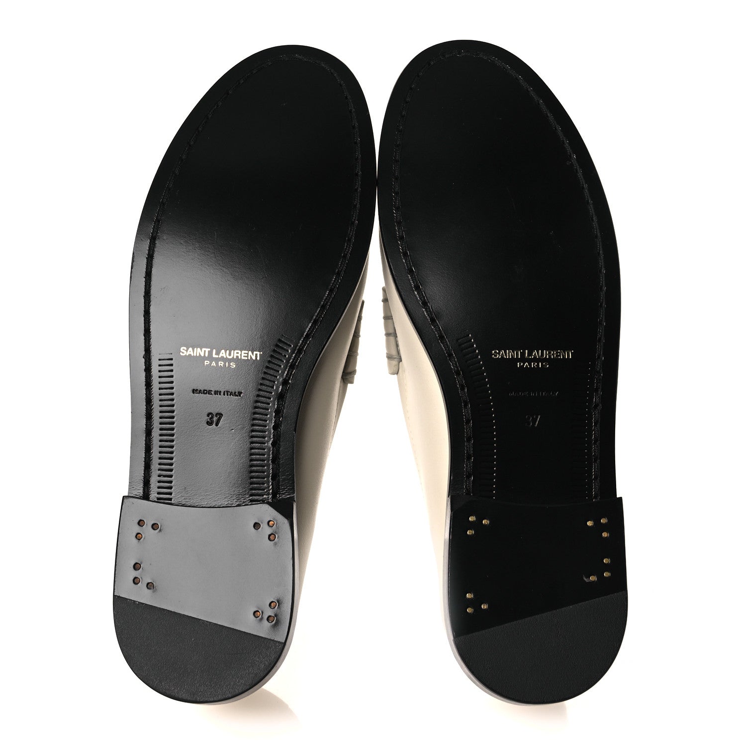 Saint Laurent Belfagor Vitello Le Loafer 15 Moccasin 37 Gold Officier Pearl 7 of 11