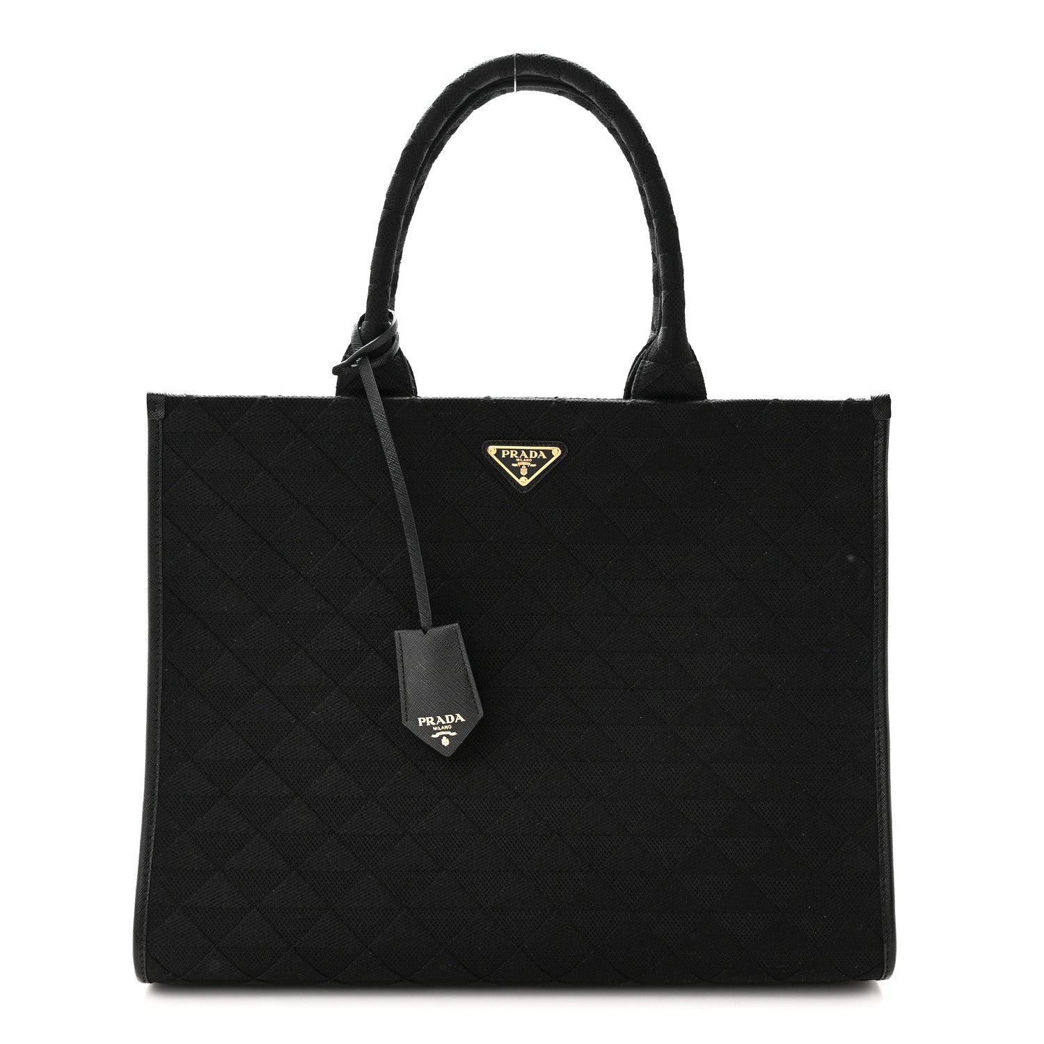 Prada Jacquard Saffiano Triangolo Symbole Embroidered Large Tote 1 of 9