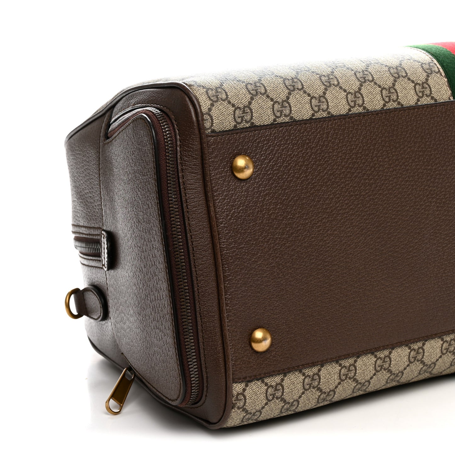 GG Supreme Monogram Textured Dollar Calfskin Web Large Savoy Bowling Bag Beige Ebony New Acero
