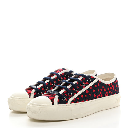 Christian Dior Canvas Pop Heart Embroidered Womens Walk'N'Dior Low Top Sneakers 38 Deep Blue Red 3 of 9