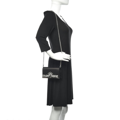 Prada Satin Crystal Chain Wallet Black 2 of 10