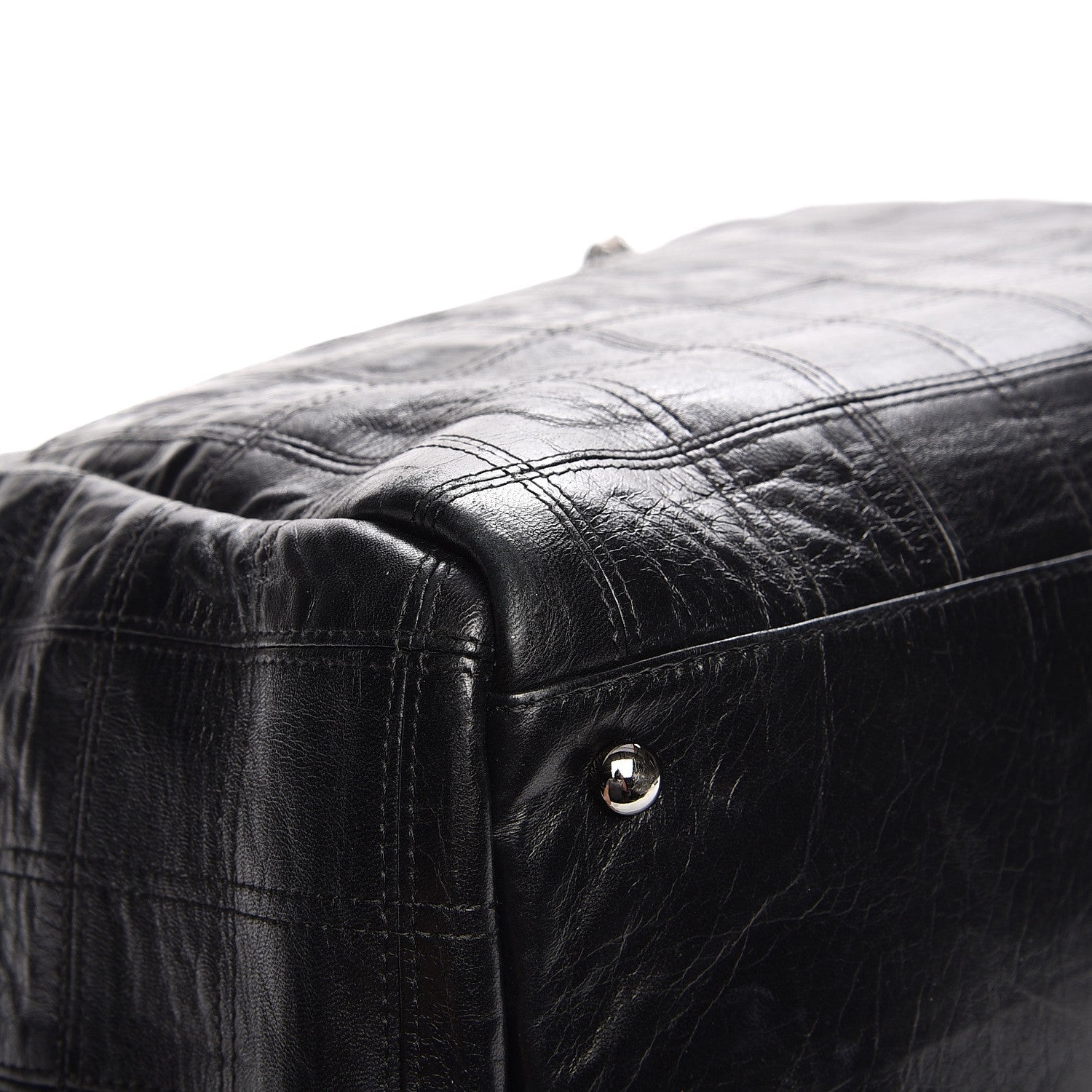 Chanel Lambskin Square Stitched Lax Accordion Shoulder Bag Black 3 of 12