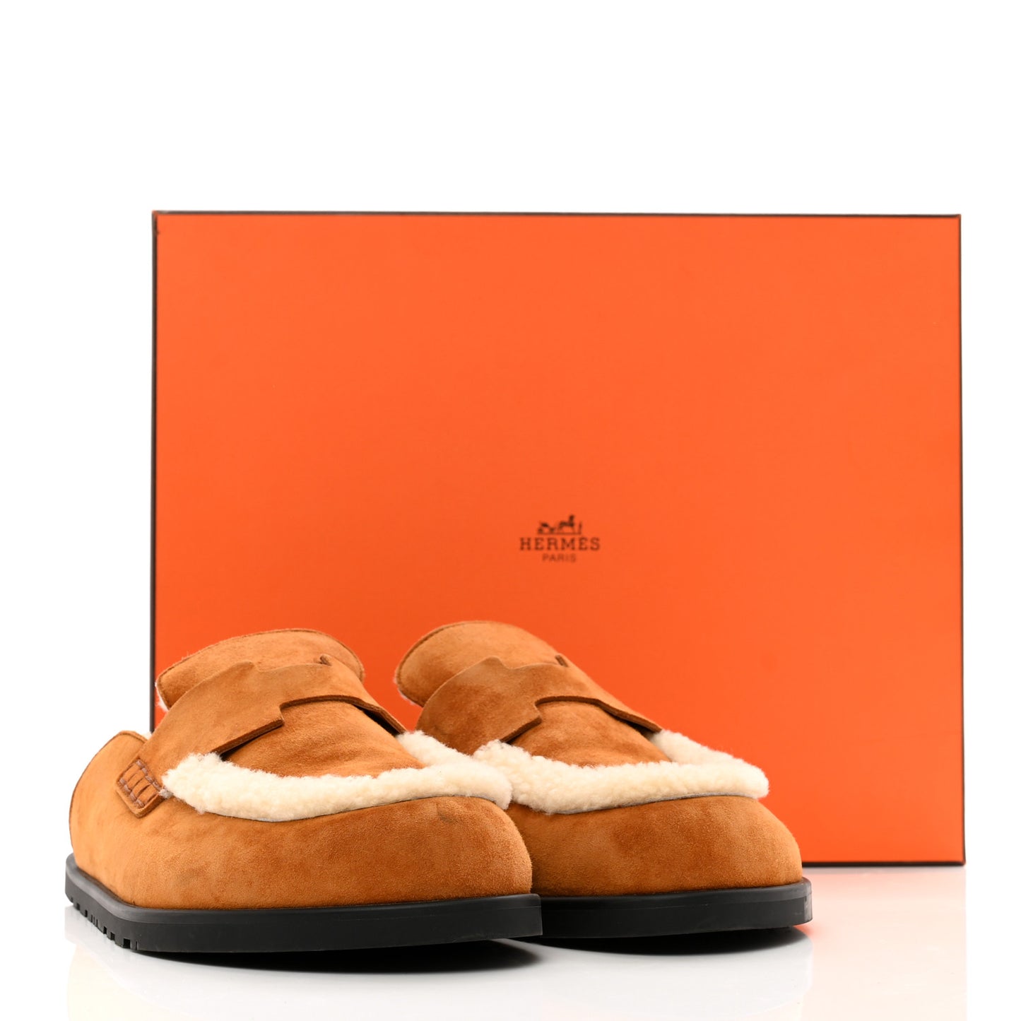 Suede Goatskin Shearling Go Mules 41 Beige Kraft Ecru