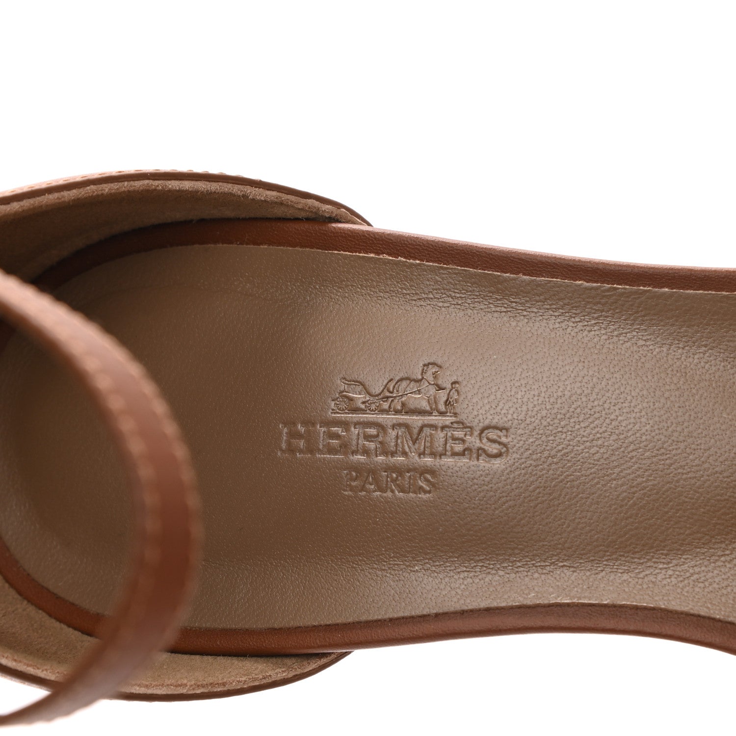 Hermes Calfskin Legend Wedge Sandals 38.5 Gold 7 of 9
