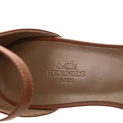Hermes Calfskin Legend Wedge Sandals 38.5 Gold 7 of 9