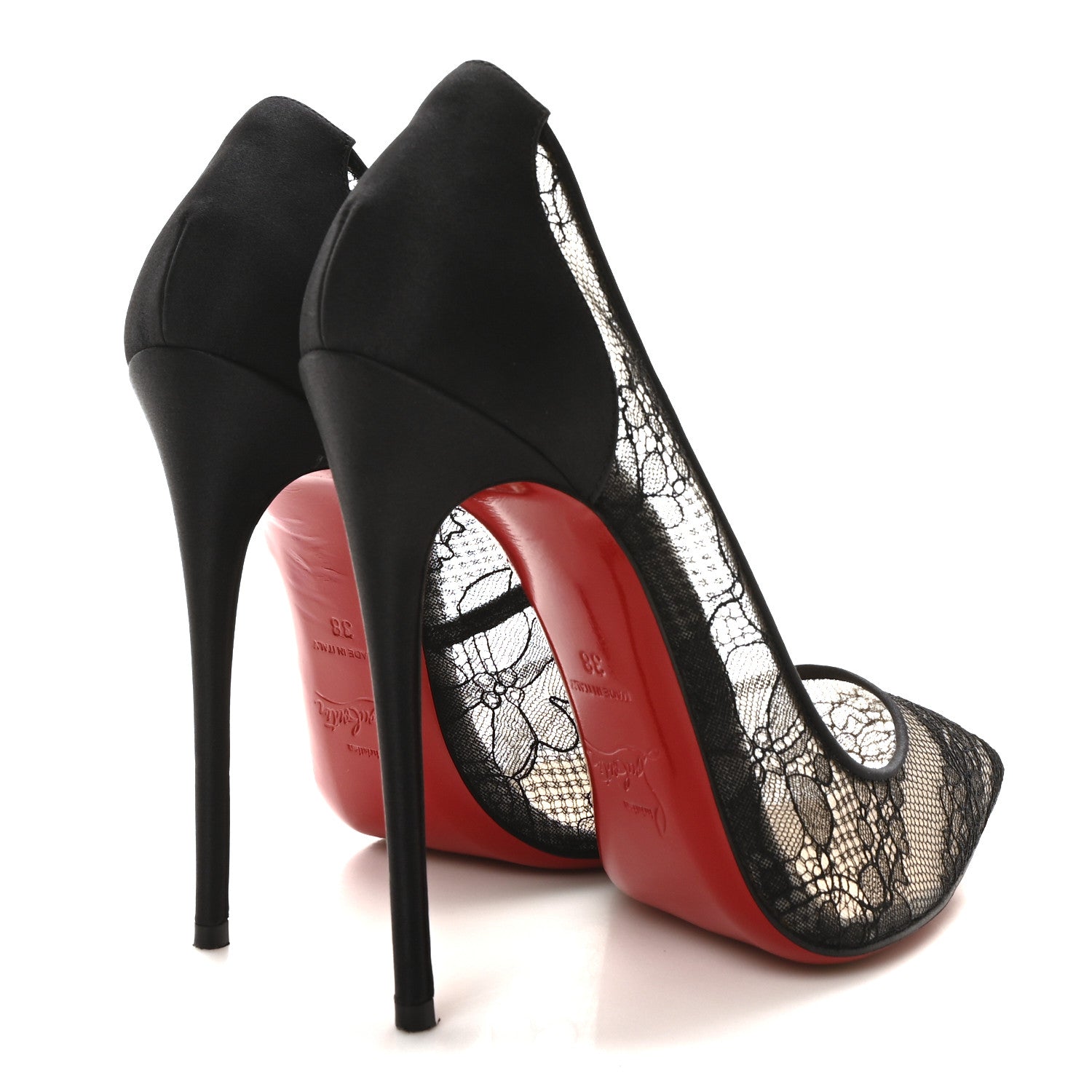 Christian Louboutin Dentelle Fleur Crepe Satin Pigalace 120 Pumps 38 Black 5 of 9
