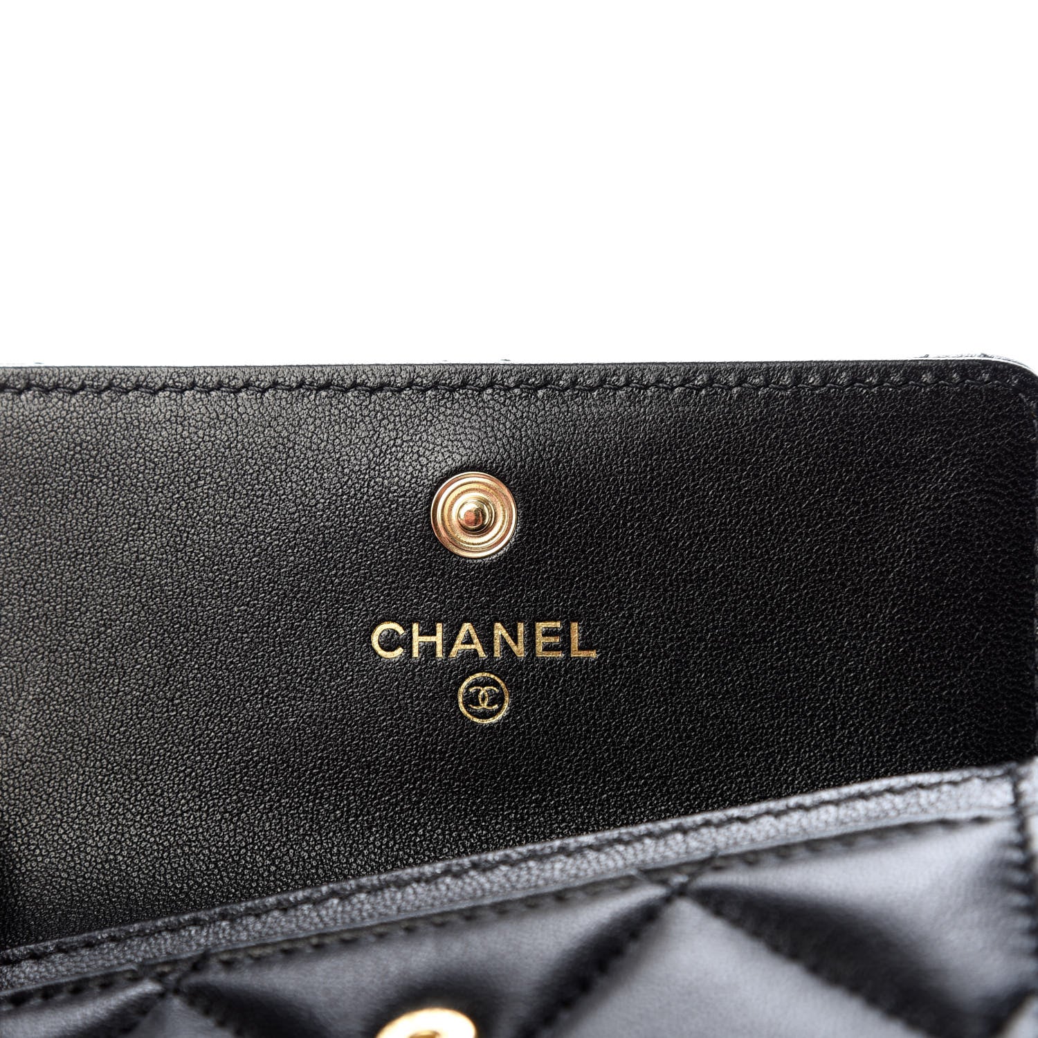 Chanel Shiny Goatskin Quilted 19 Flap Card Holder Black 6 of 9