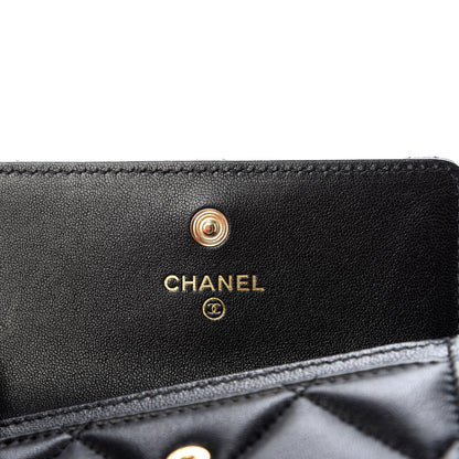 Chanel Shiny Goatskin Quilted 19 Flap Card Holder Black 6 of 9