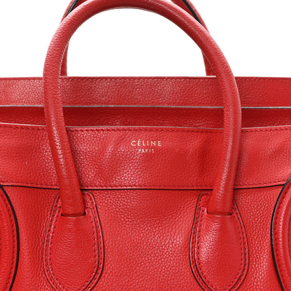 Celine Drummed Calfskin Mini Luggage Coquelicot 7 of 11