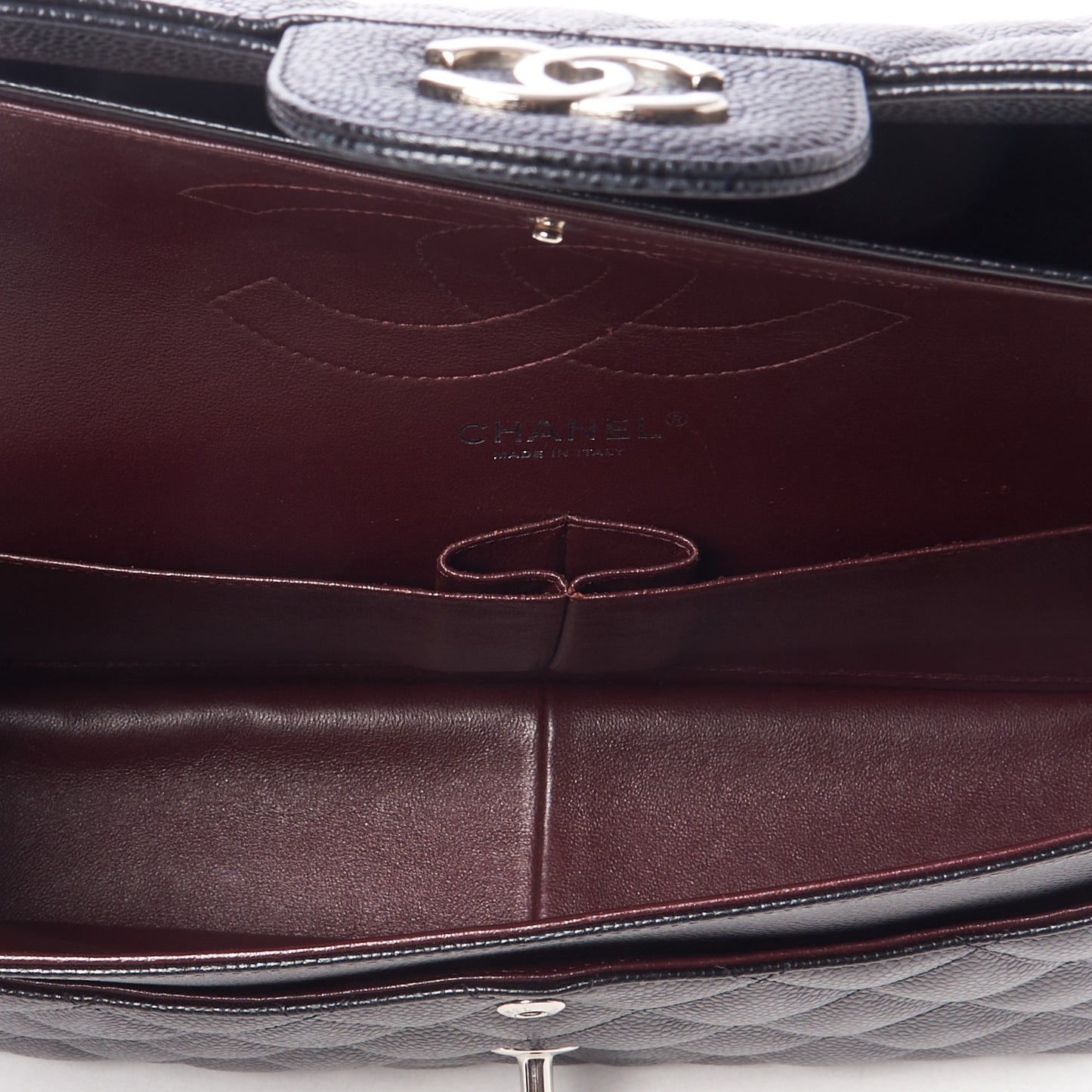 Caviar Quilted Jumbo Double Flap Black