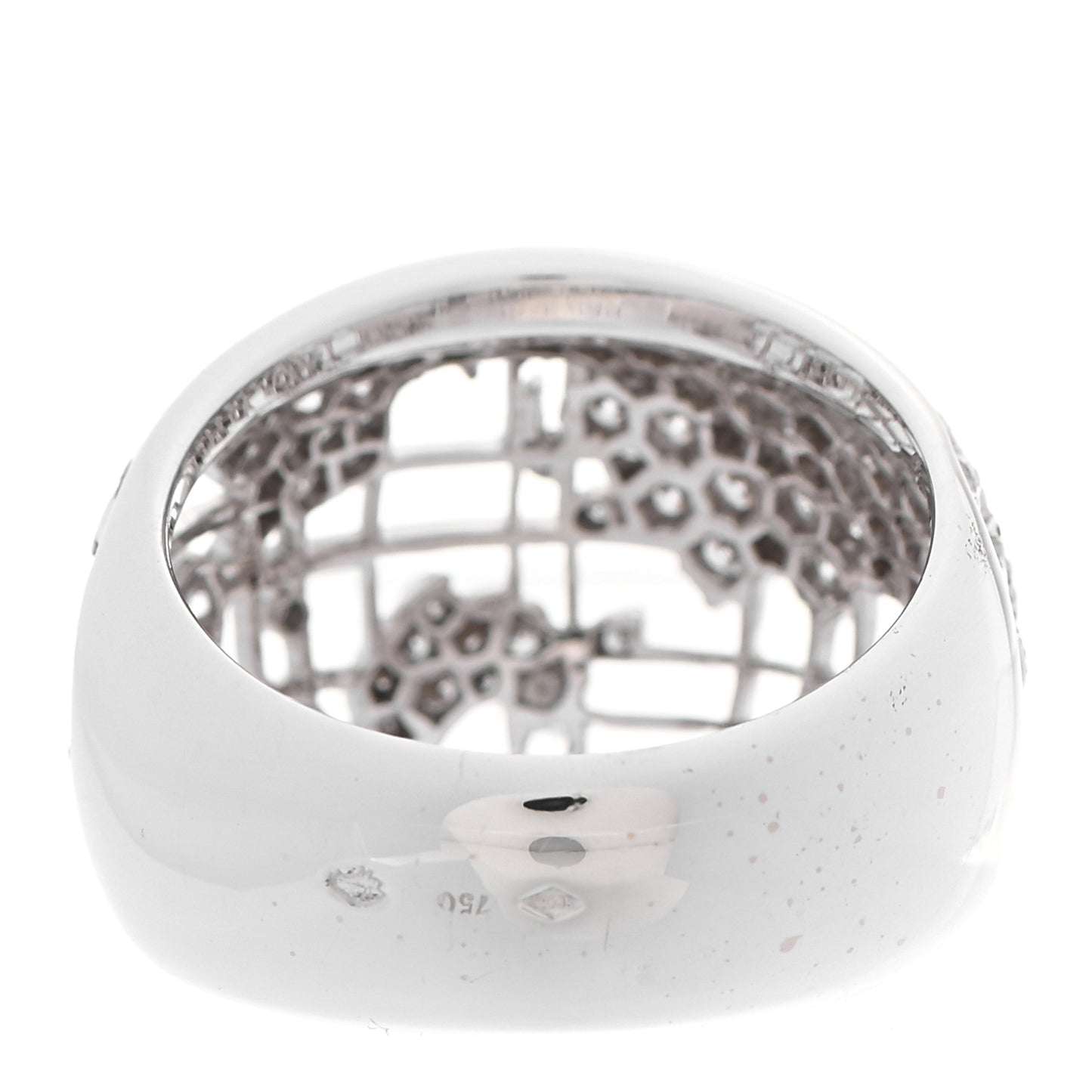 18K White Gold Diamond World Map Ring 56 7.5