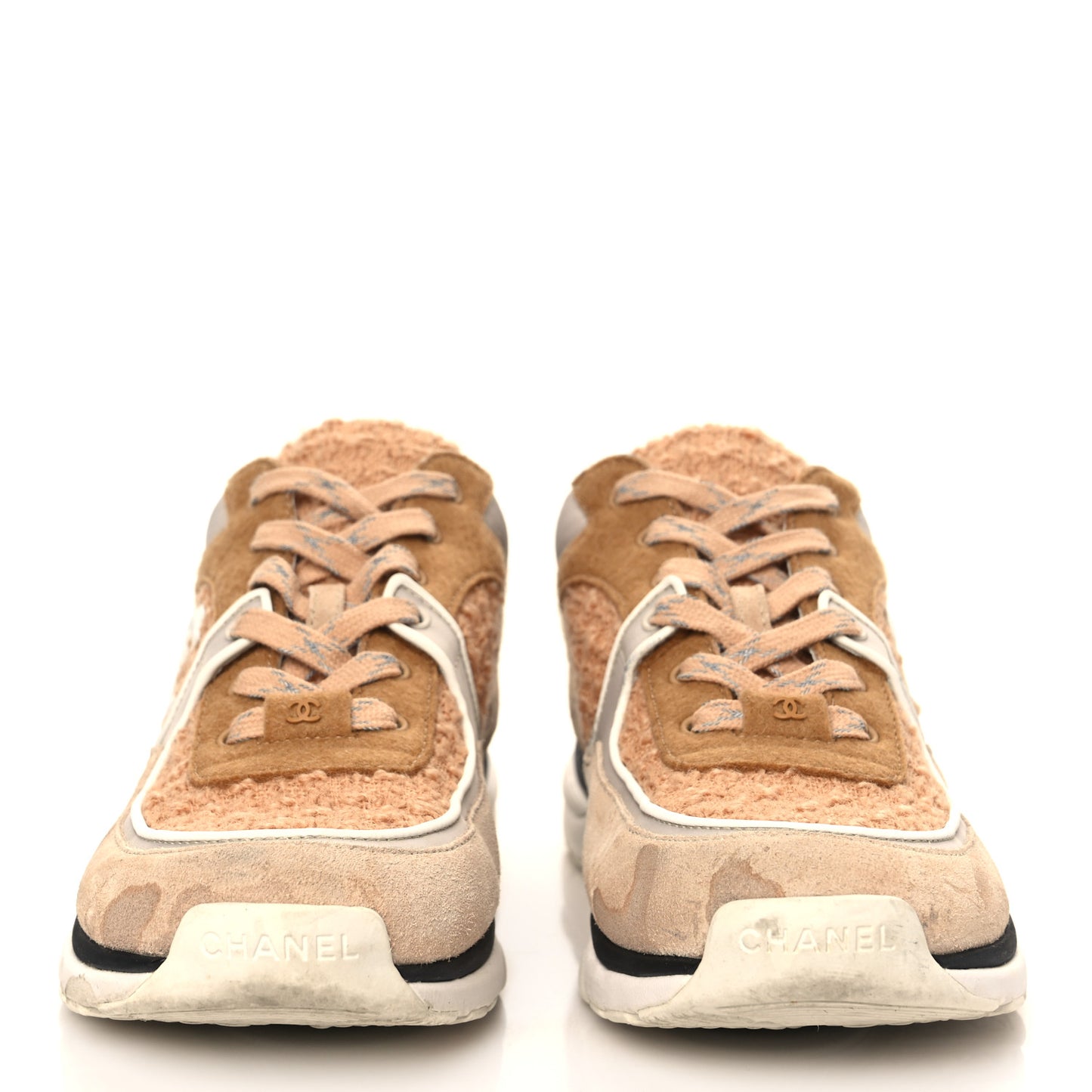 Suede Tweed Felt CC Sneakers 41 Beige