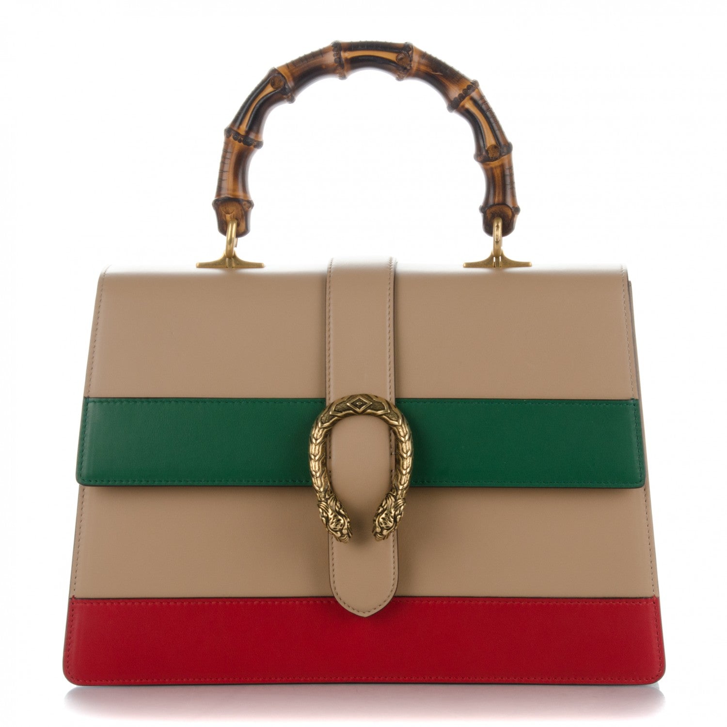 Gucci Moon Calfskin Web Large Dionysus Bamboo Top Handle Bag Camelia Bright Evergreen Hibiscus Red 1 of 8