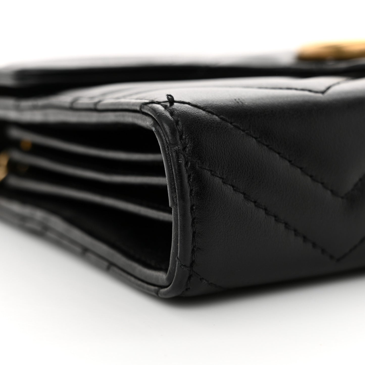 Calfskin Matelasse GG Marmont Chain Wallet Black