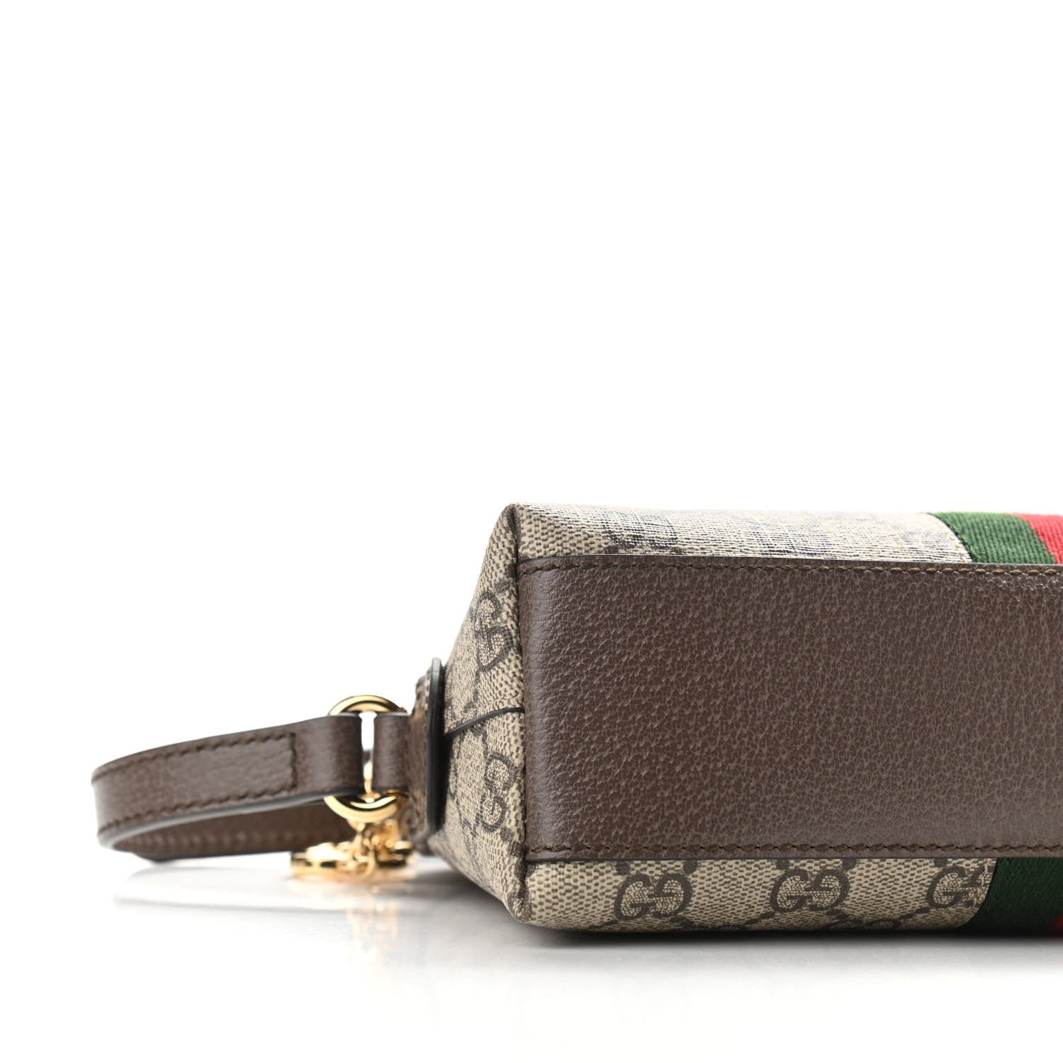 Gucci GG Supreme Monogram Textured Dollar Calfskin Web Small Ophidia Dome Shoulder Bag Beige Ebony New Acero 9 of 12