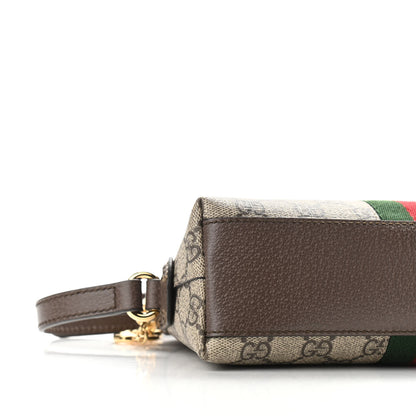 Gucci GG Supreme Monogram Textured Dollar Calfskin Web Small Ophidia Dome Shoulder Bag Beige Ebony New Acero 9 of 12