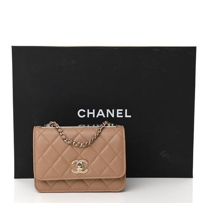 Chanel Lambskin Quilted Mini Trendy CC Wallet On Chain WOC Beige 11 of 11