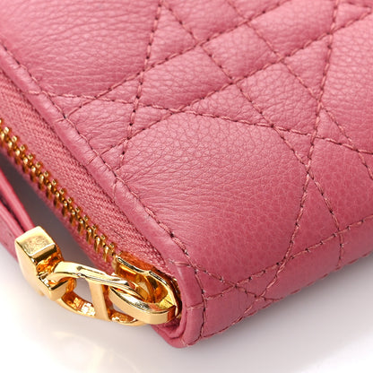 Christian Dior Grained Calfskin Supple Cannage Caro Compact Zipped Wallet Pink Yarrow 7 of 8